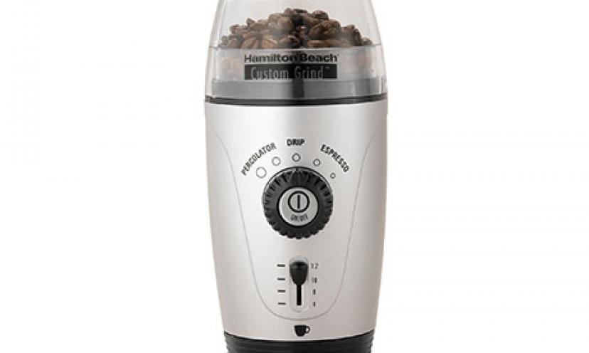 Save 50% off on the Hamilton Beach Custom Grind Hands-Free Coffee Grinder!