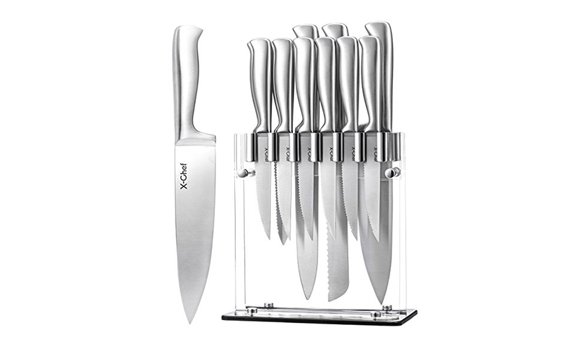 Save 69% on an X-Chef 12-Piece Block Culinary Knife Set for Only $23.99!